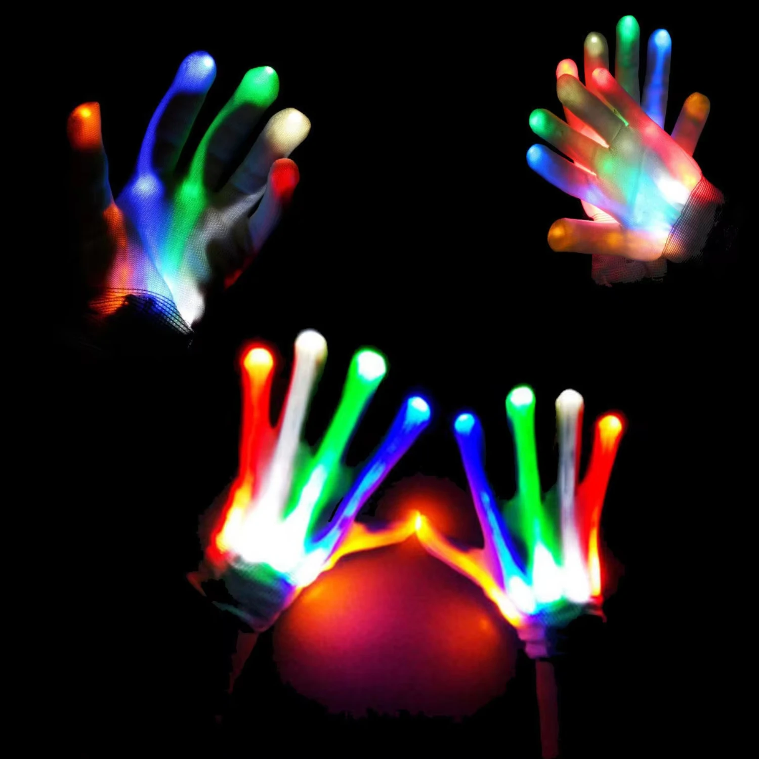 Wholesale Rave Light Finger Lighting Glow Mittens LED Gloves for Halloween