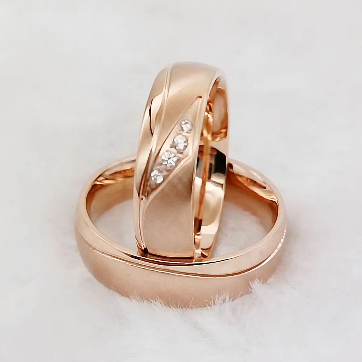 

Комплект свадебных колец для пар, ювелирное изделие с покрытием 24-каратным розовым золотом, в западном стиле для влюбленных