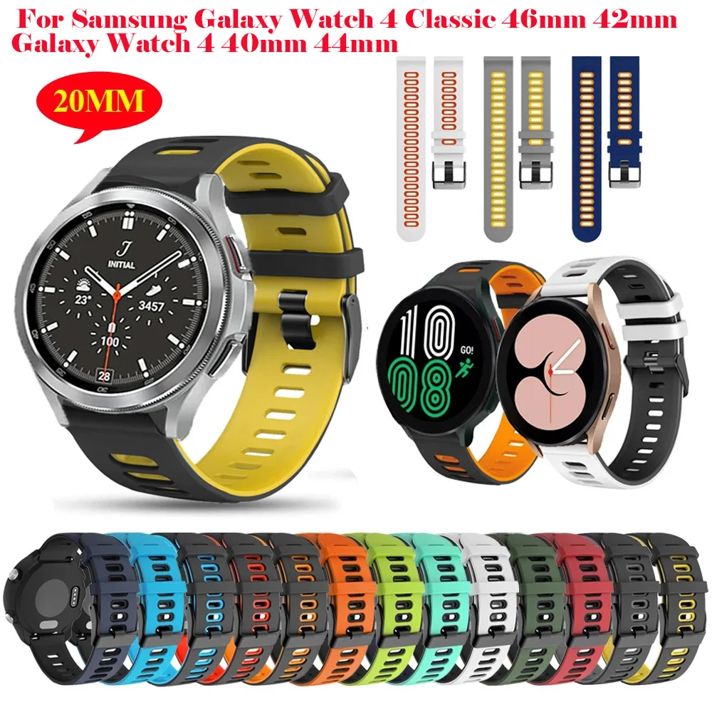 

20mm Strap For Samsung Galaxy Watch 4 Classic 46mm 42mm Smart Watch Silicone Strap For Galaxy Watch 4 40mm 44mm Bracelet