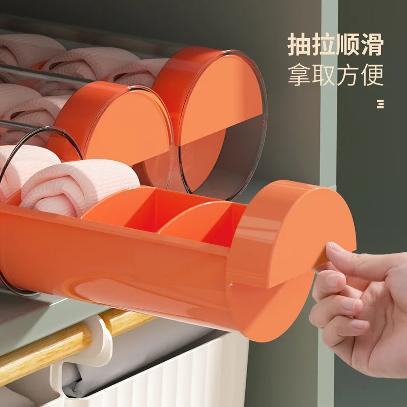 

Plastic Transparent Underwear Storage Drawer Travel Portable Tube Socks Ties Organizer Box Dustproof Cables Jewelry Storage Bin