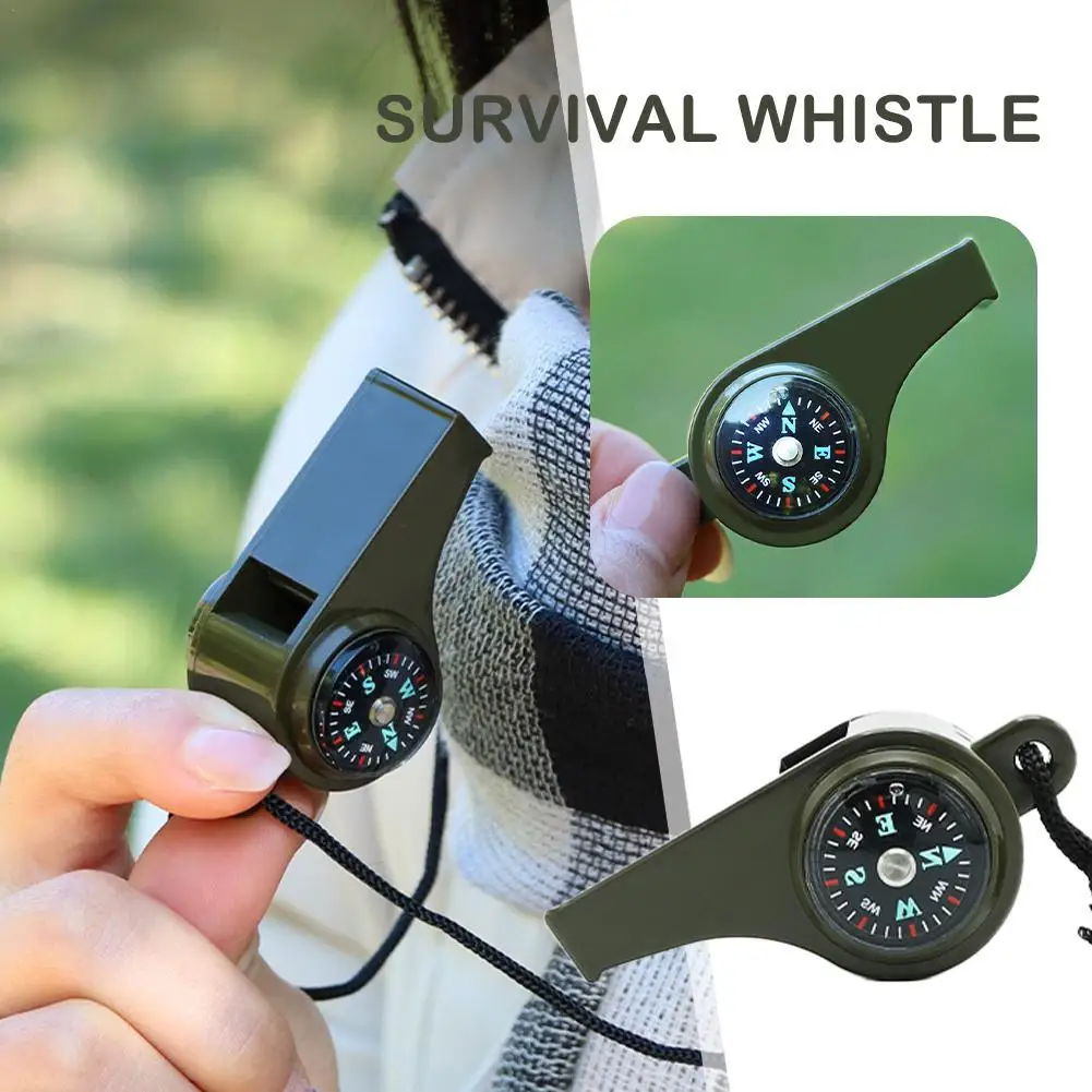 

3 in 1 Emergency Survival Whistle Compass Thermometer Referee Cheerleading Whistle Sporting Goods Camping Hiking Outdoor Tools