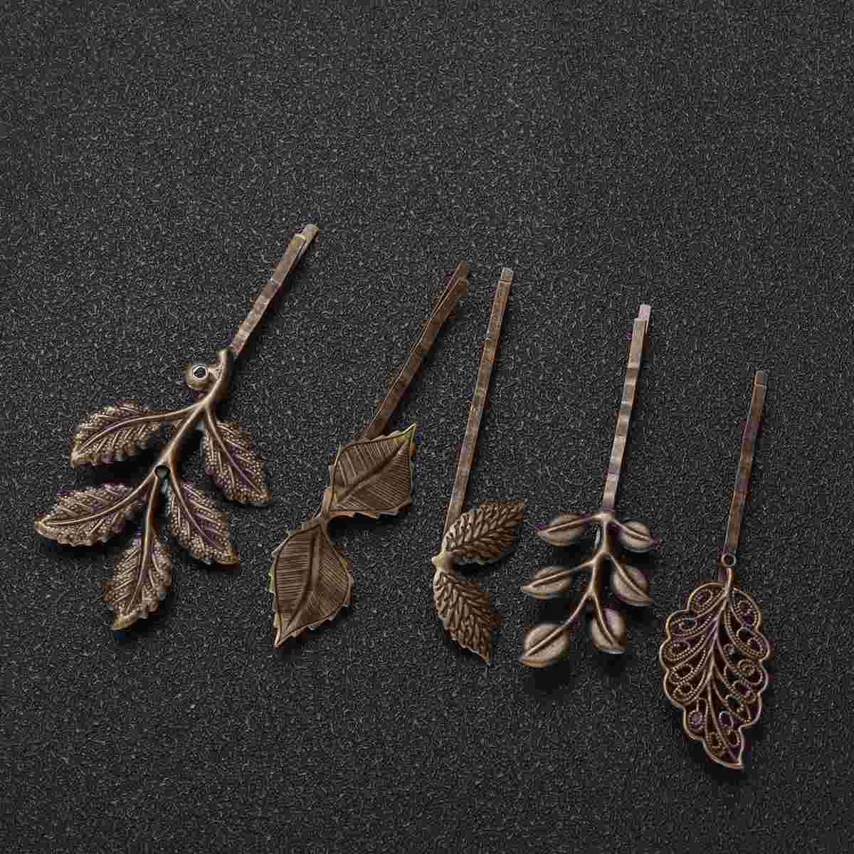 

Hair Leaf Bobby Bronze Clip Vintage Barrettes Clips Retro Hairpin Minimalist Pin Women Metal Leaves Decorative Wedding Hollow