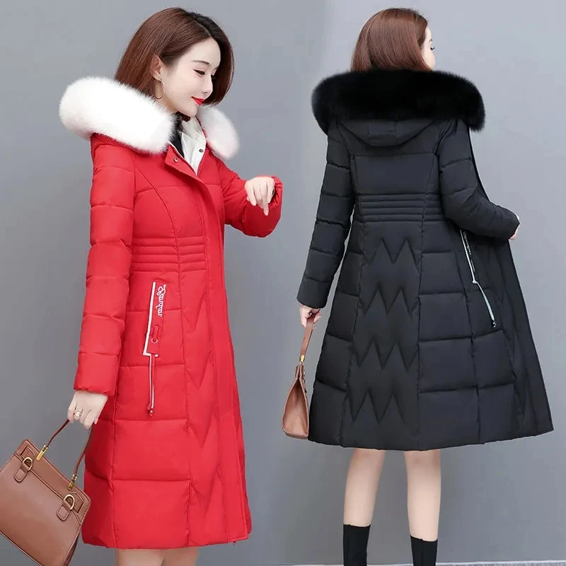 Down Jacket Womens 2022 Winter New Temperament Fashion Slim White Duck Down Coat Women Large Size Thick Fox Fur Collar Parkas