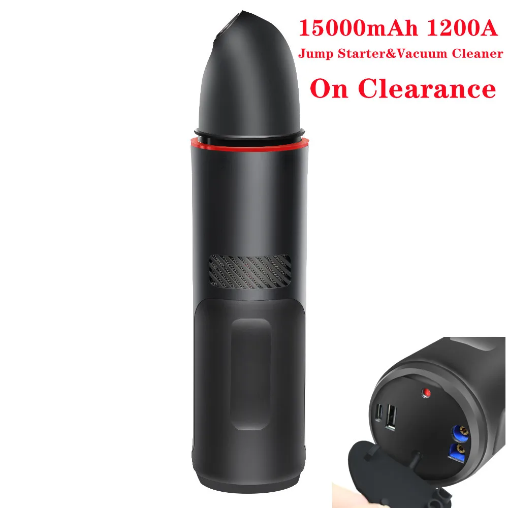 

GKFLY 1200A 15000mAh Car Jump Starter with 5000Pa Vacuum Cleaner Suction Handheld Starting Device Power Bank Car Battery Booster