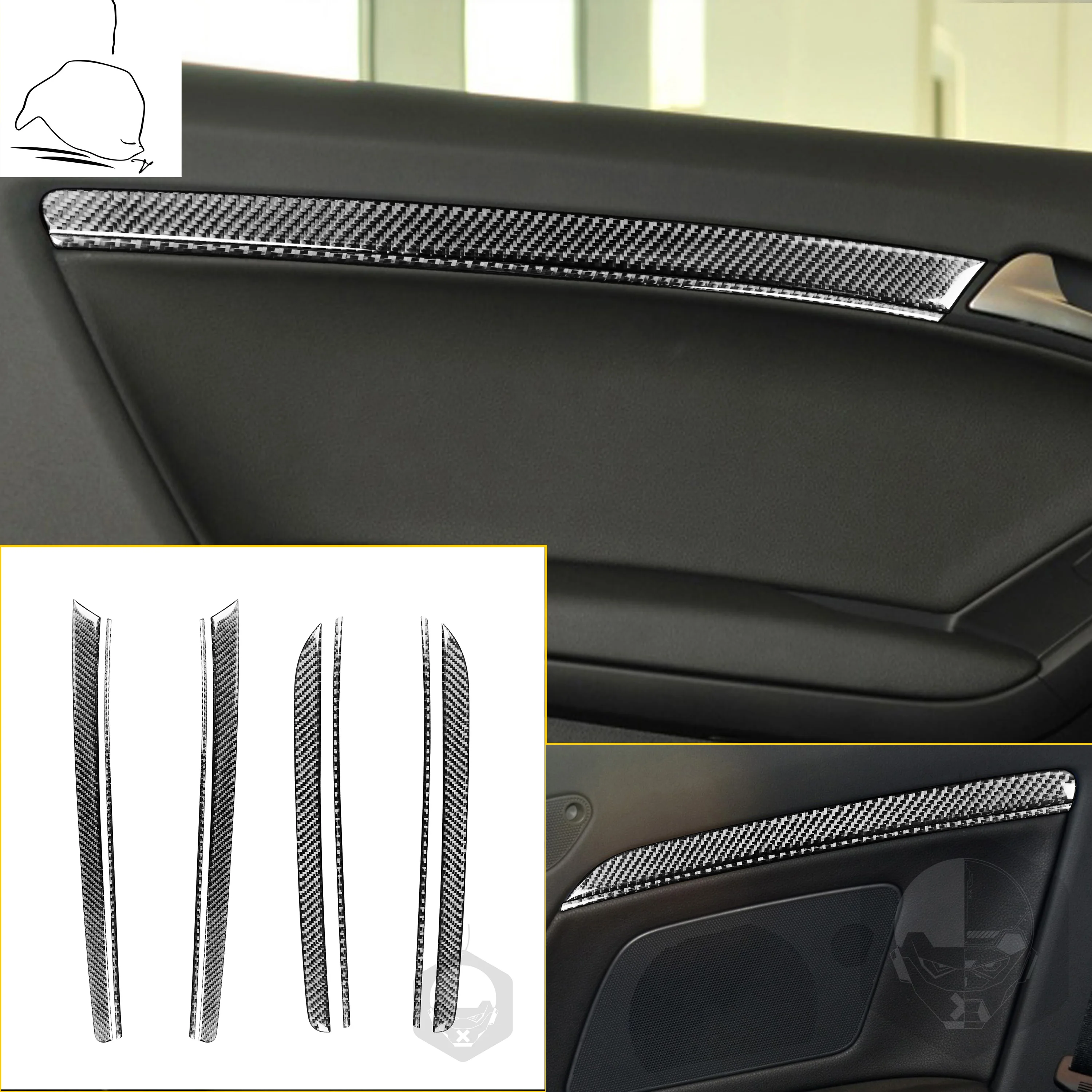 

Car Door Trim Interior Carbon Fiber Stickers Door Panel Update Cover Decal For Audi A5 Hard Top 2008-up Car Accessories