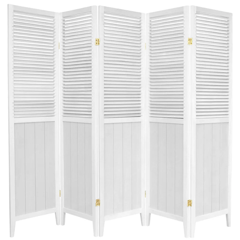

Oriental Furniture 6 Ft Tall Beadboard Room Divider, White, 5 Panel