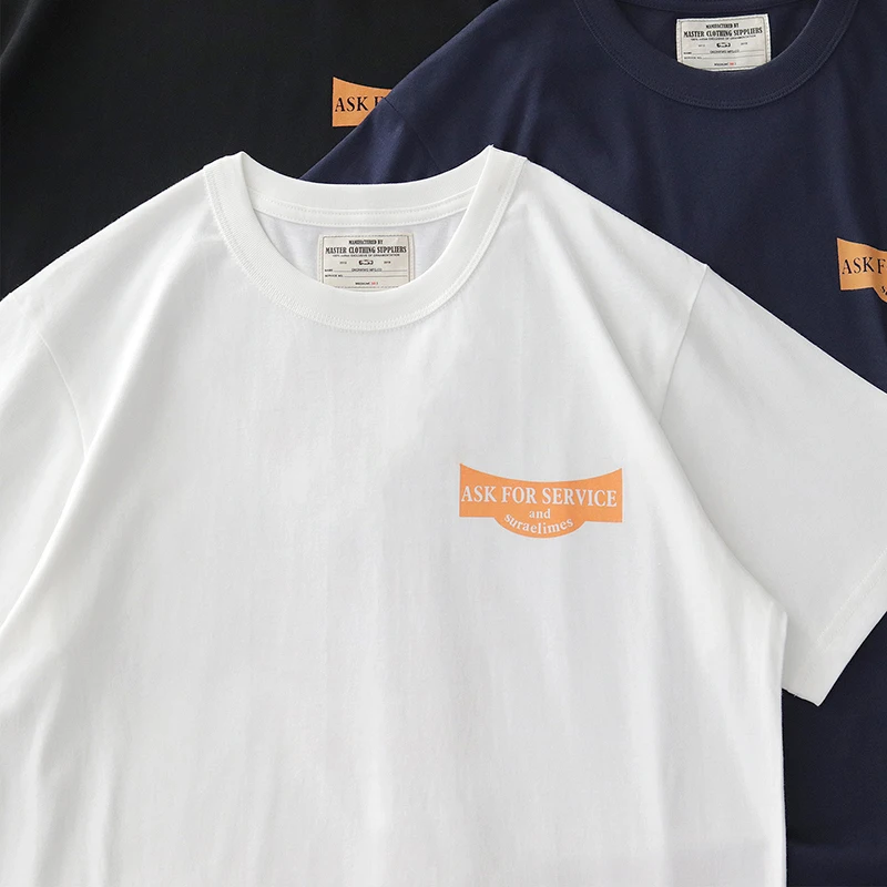 

2163 Summer New American Retro Short Sleeve O-neck Letter Printed T-shirt Men's Fashion 100% Cotton Washed Old Loose Casual Tops