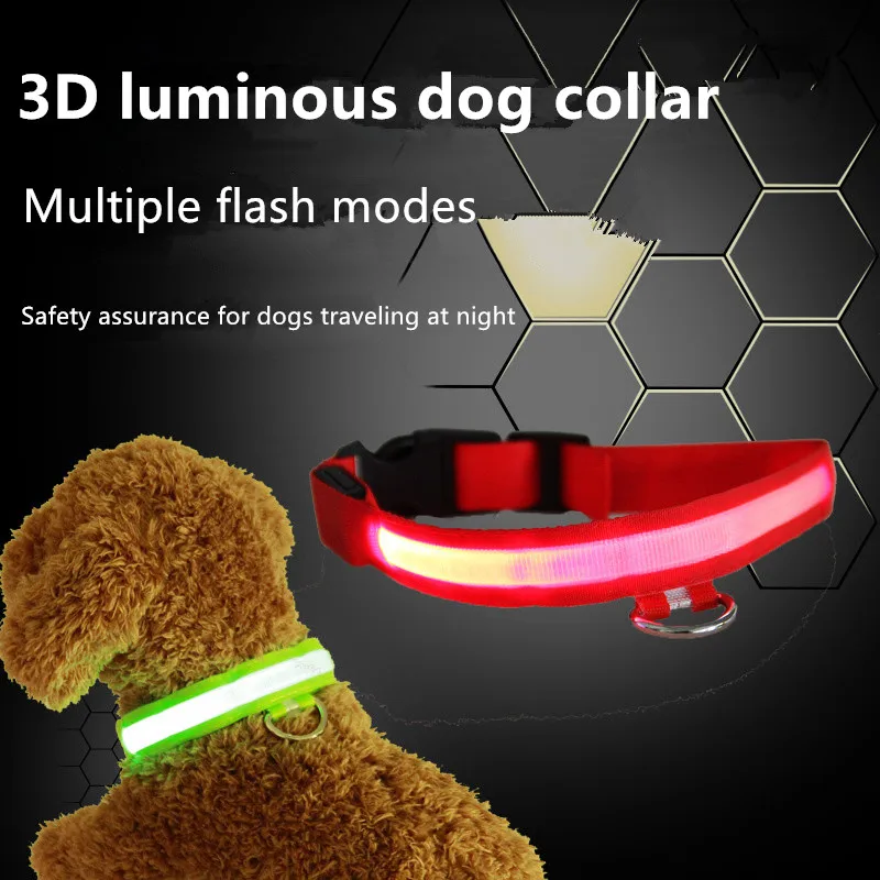 

LED Glowing Dog Collar Adjustable Flashing Recharge Luminous Collar Night Anti-Lost Dog Light Harness for Small Dog Pet Supplie