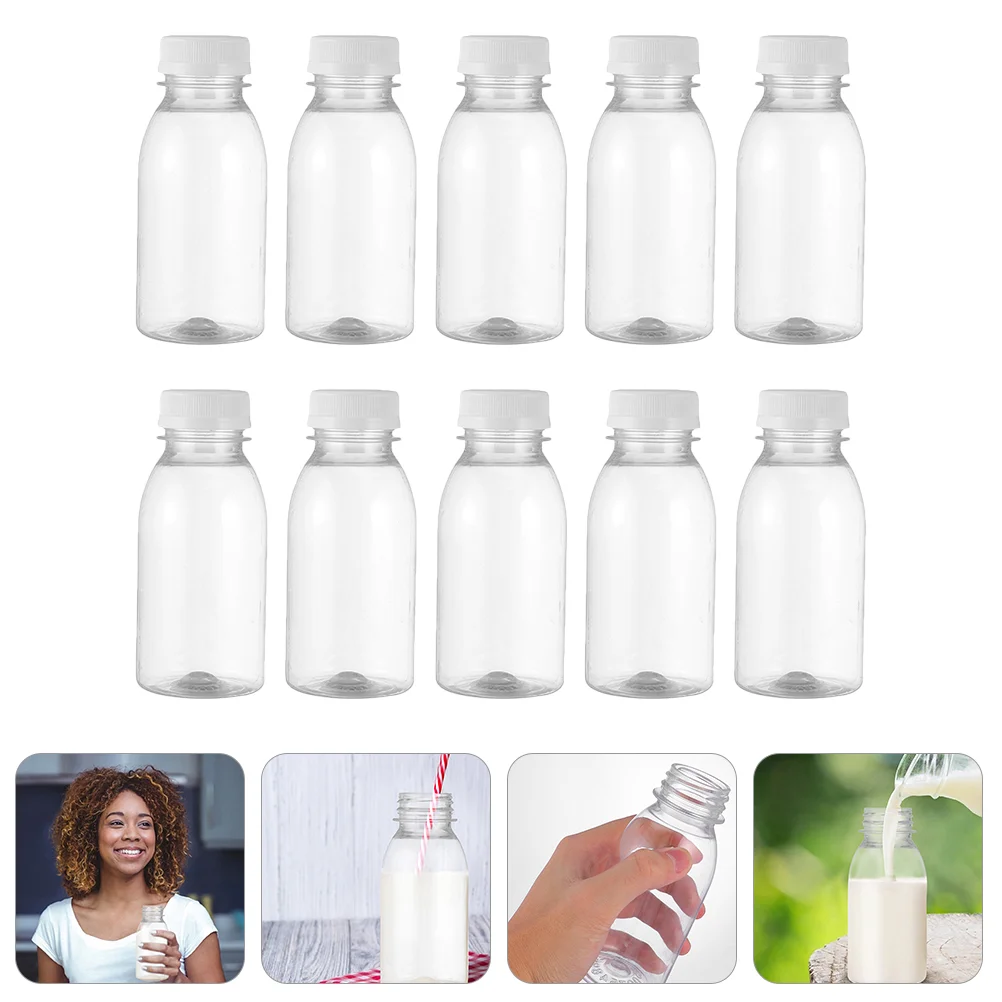 

20 Pcs Milk Bottle Beverage Storage Bottles Juice Glass Container Transparent Large Capacity Drinking Carafe Lid Can Travel