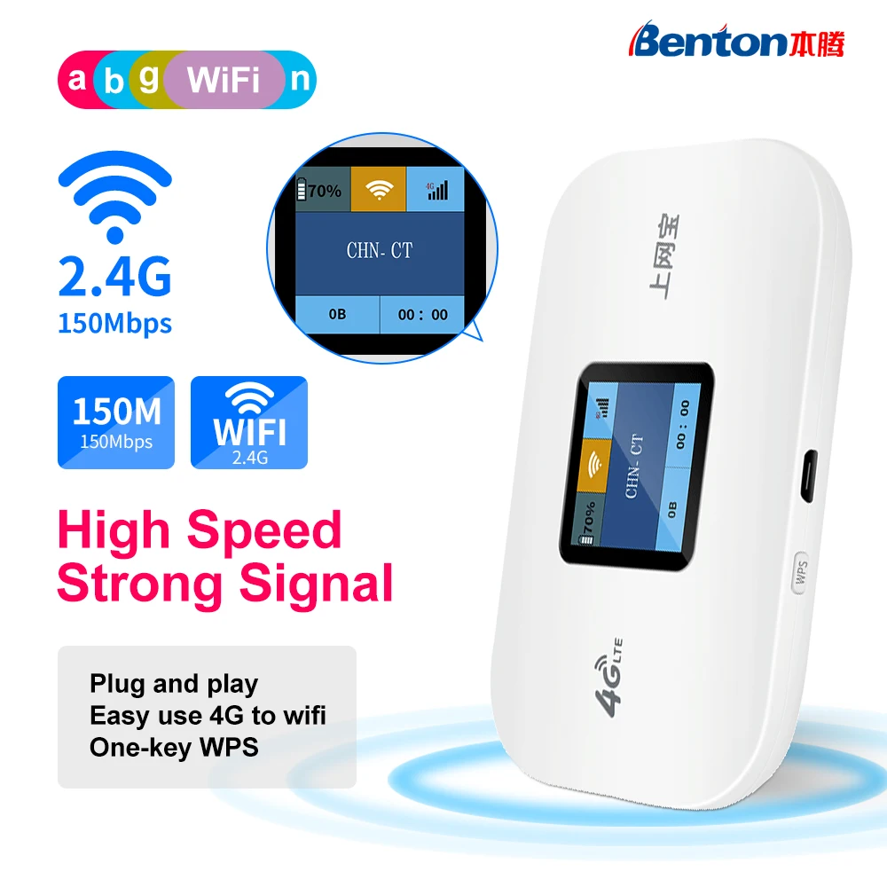 Benton Unlock 4G Lte Router Wireless Wifi Portable Modem Mini Outdoor Hotspot Pocket Mifi 150mbps Sim Card Slot Repeater 3000mah