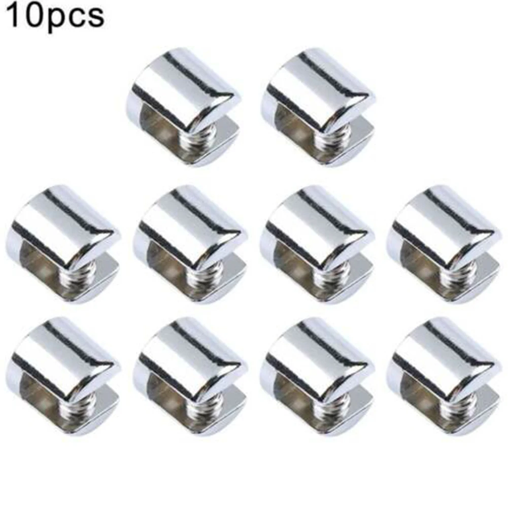 

10PCS Glass Shelf Cylindrical Zinc Alloy Chrome Support Clamp Brackets Clip Fixing Glass Shelves 6-8mm Clip Tool