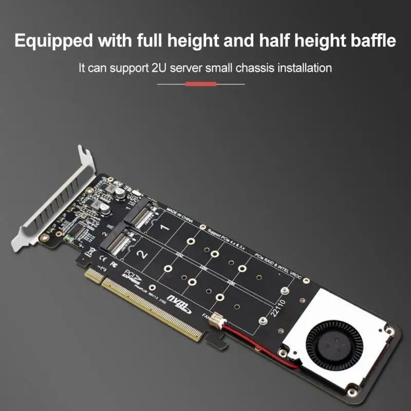 

2023 New Double-sided 4-disk NVME Raid PCI-E X16 Split Card PCI—E X16 To M.2 M-key NVME X4SSD RAID Expansion Card Adapter