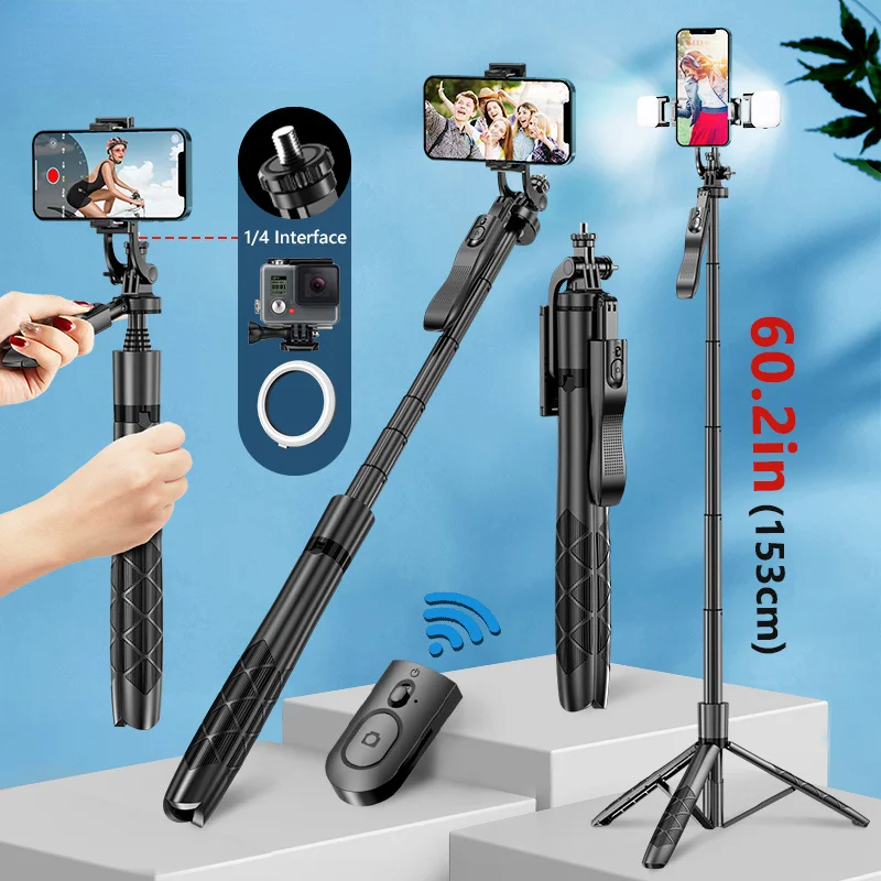 

L16 1530mm bezprzewodowy statyw do Selfie stojak składany Monopod do Gopro kamery sportowe smartfonów równowagi stały strzelanie