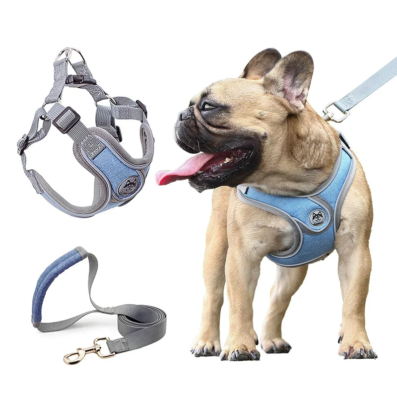 

Dog Leash Harness Set Vest Reflective Adjustable Mesh Breathable Summer Puppy Small Dog Harness Pet