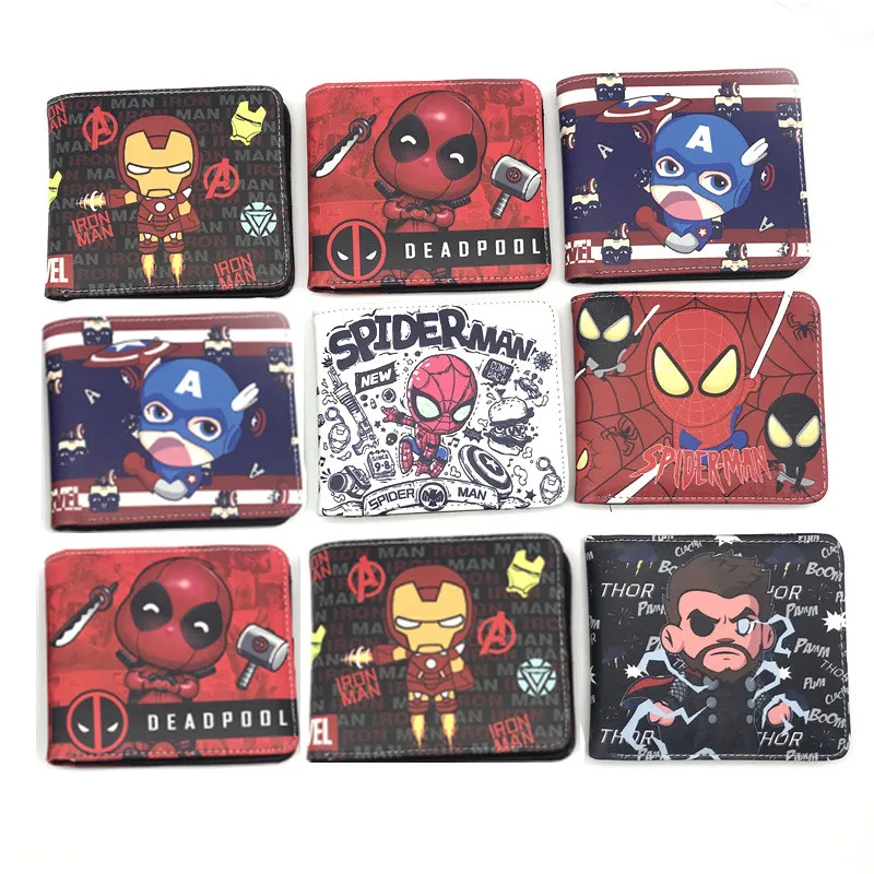 

Disney Marvel Wallet Spiderman Captain America Super Heroes Men's Wallet Short Fold Coin Purses Children Boys Coin Wallet Gifts