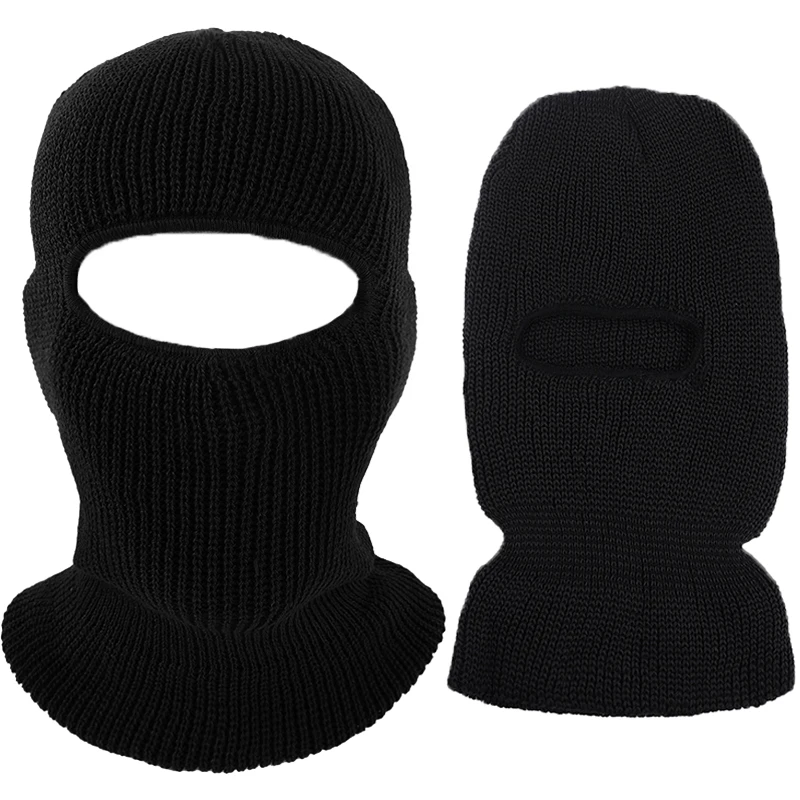 

Single Hole Balaclava Winter Warm Knitted Hats Full Face Cover Ski Neck Mask Knit Beanie Hat Windproof Caps Unisex Cycling Cap