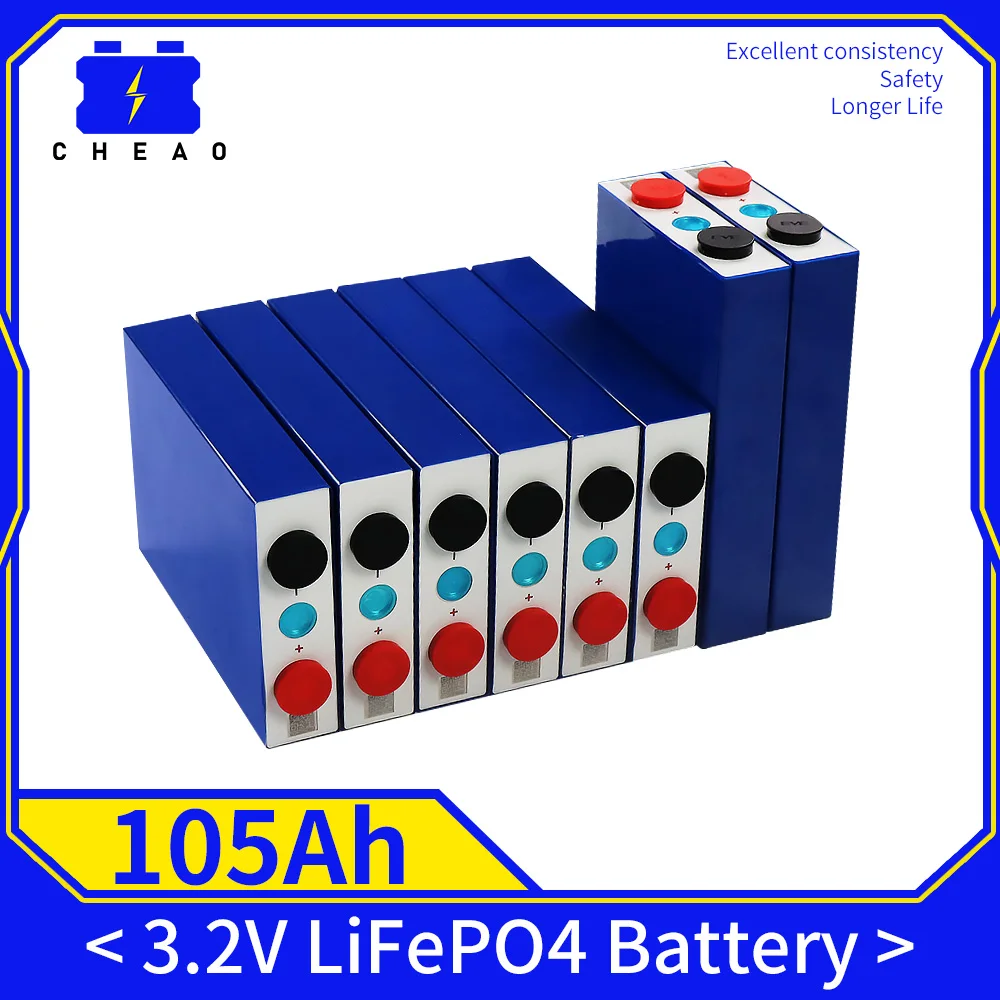 

4-32PCS NEW 3.2V Lifepo4 Battery 105Ah Rechargable Lifepo4 batteri for storage yacht solar Electric Cart RV battery DIY TAX FREE