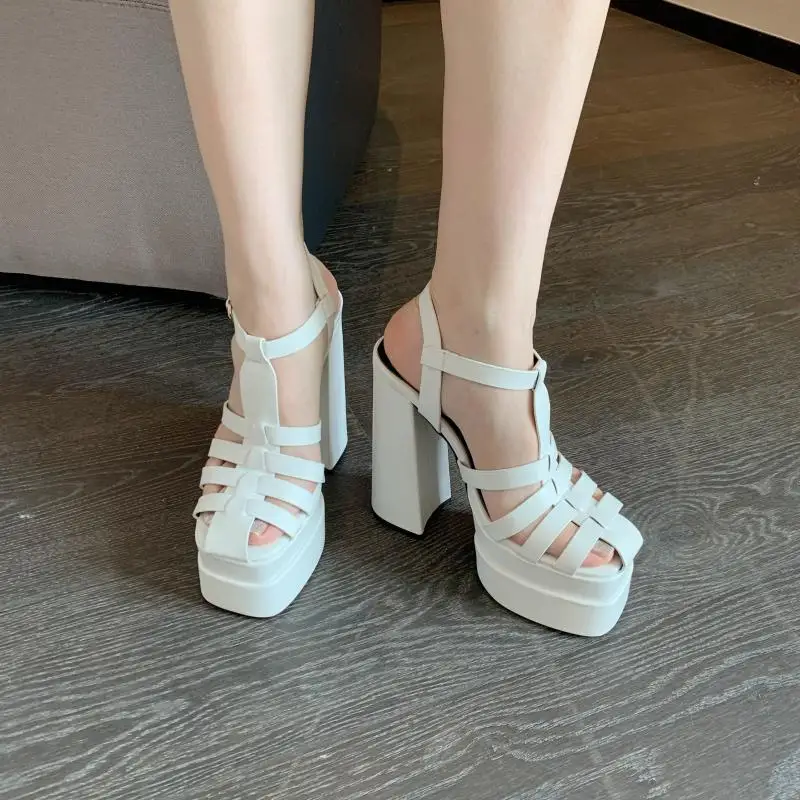 

Fashion Platform Shoes Women's Sandals Heels Thick Sole Straps Woman Summer 2022 Shoe Luxury