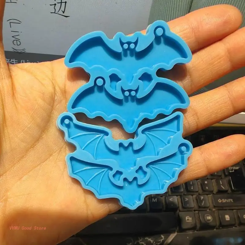 

M2EB 2 Pack Pendant Molds Jewelry Mould Bat Shape Silicone Keychain Moulds with Holes