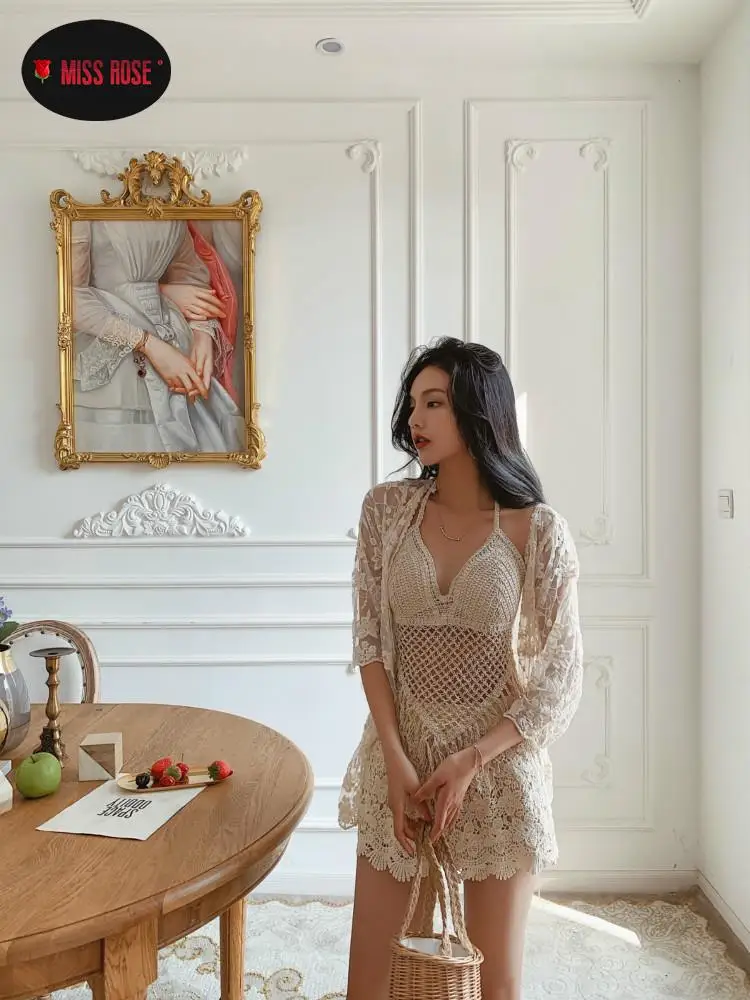 Женский открытый кардиган с бюстгальтером комплект из 3 предметов вязаный