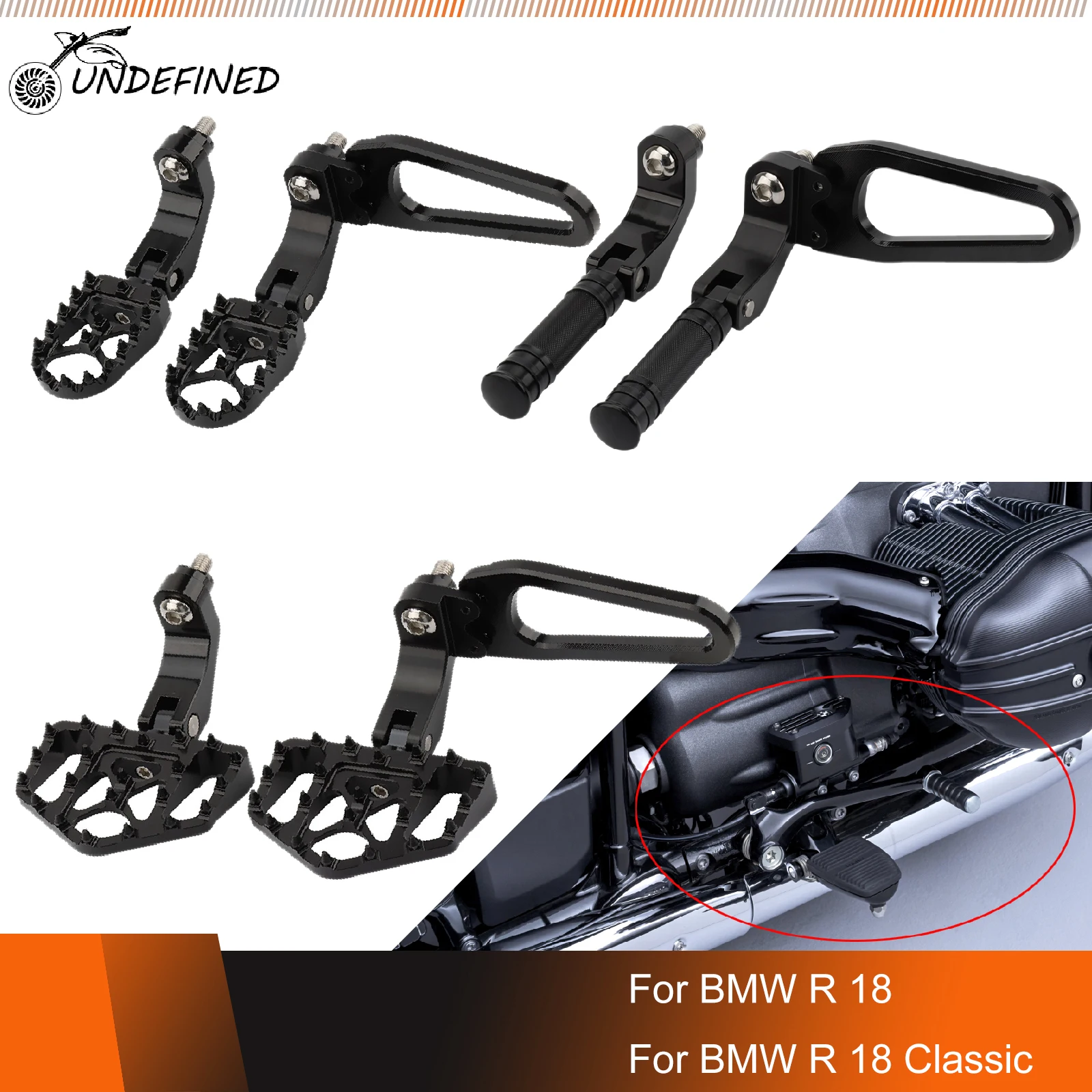 

For BMW R18 Rear Foot Pegs Rest Floorboards Motorcycle Passenger Wide Fat Footpegs Pedals Supports Mount Kits R 18 Classic 2020