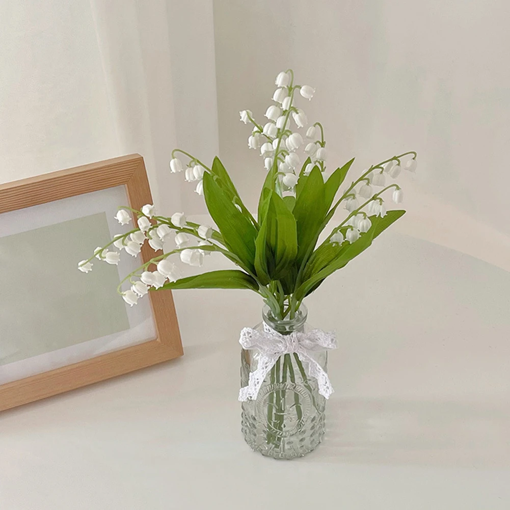 

1pc Artificial Lily of the Valley Flower Bouquet Home Decoration Romantic White Flower Wedding Party Home Desktop Decor 35cm