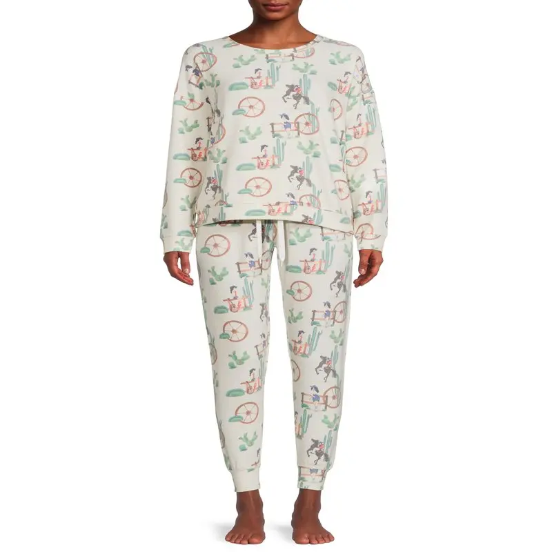 

Women's Long Sleeve Top and Pants Pajama sleepwear Set, 2-Piece