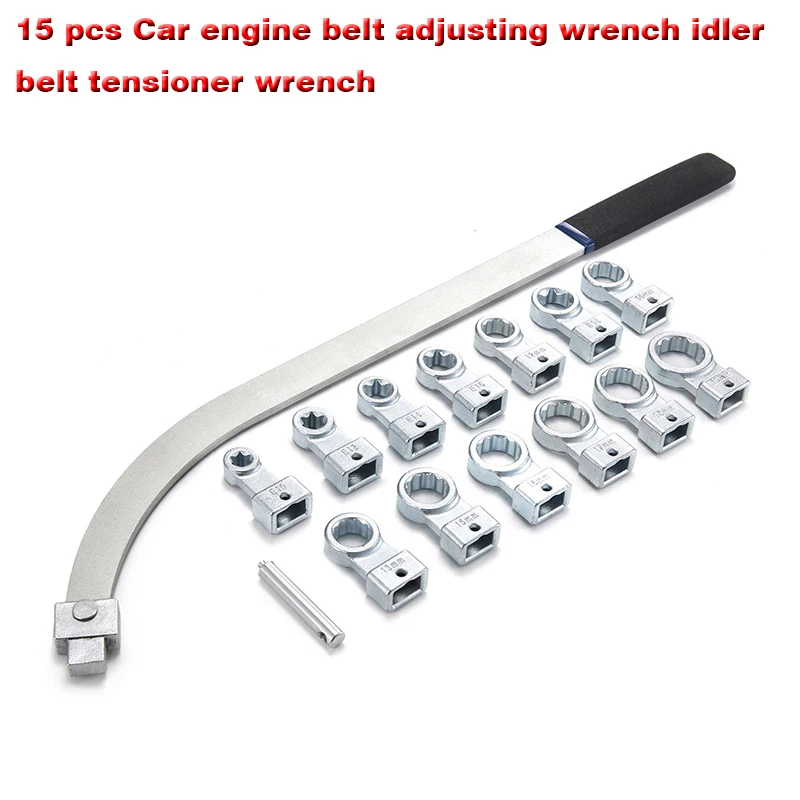 

15Pcs Idler Pulley Adjustment Wrench Belt Tension Tensioning Adjuster Lever Tool Extension Wrench Workshop Tool