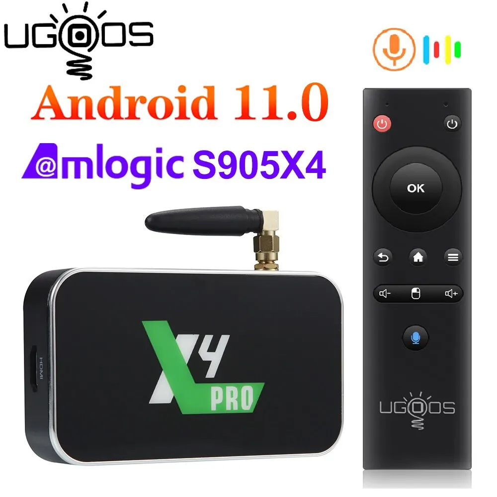 

UGOOS X4 Pro TV BOX X4 Cube/Plus Android 11 Amlogic S905X4 LPDDR4 4GB RAM 32GB ROM Support AV1 CEC HDR 1000M BT4.0 OTT 4K TV BOX