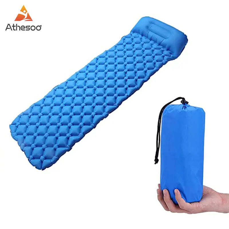 

Outdoor Sleeping Pad Inflatable Mattress with Pillows Outdoor Travel Mat Folding Bed Ultralight Air Cushion Hiking Trekking