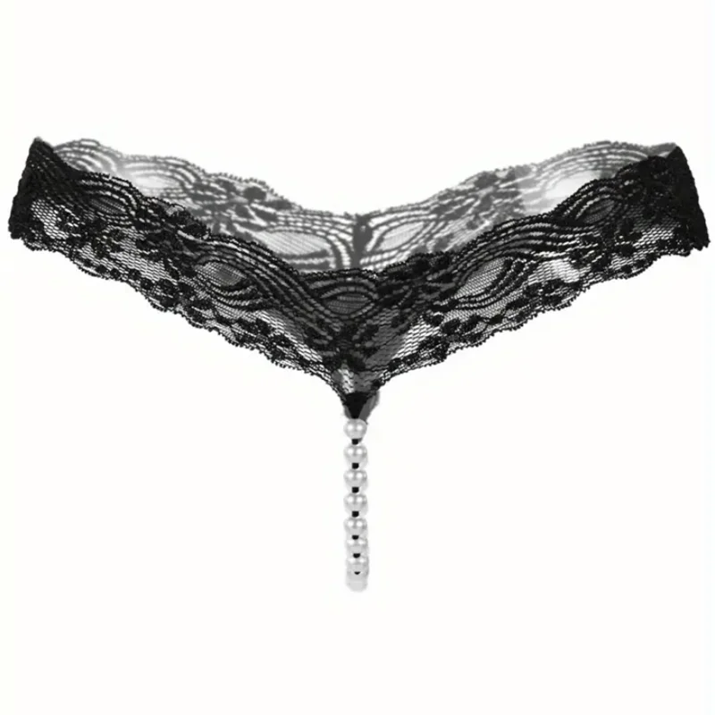Женские сексуальные кружевные стринги с бисером и прозрачными вырезами