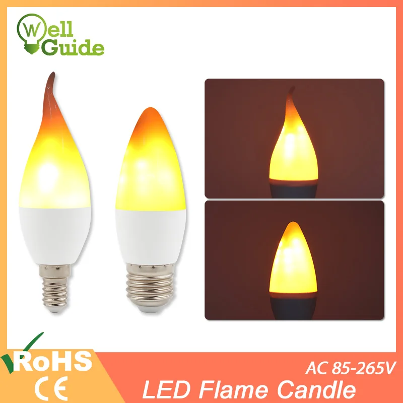 

E27 Led Simulated Flame Bulbs 3W 9W E14 AC85-265V lamp Corn Bulb Flickering LED candle Light Dynamic Flame Effect for Home Light