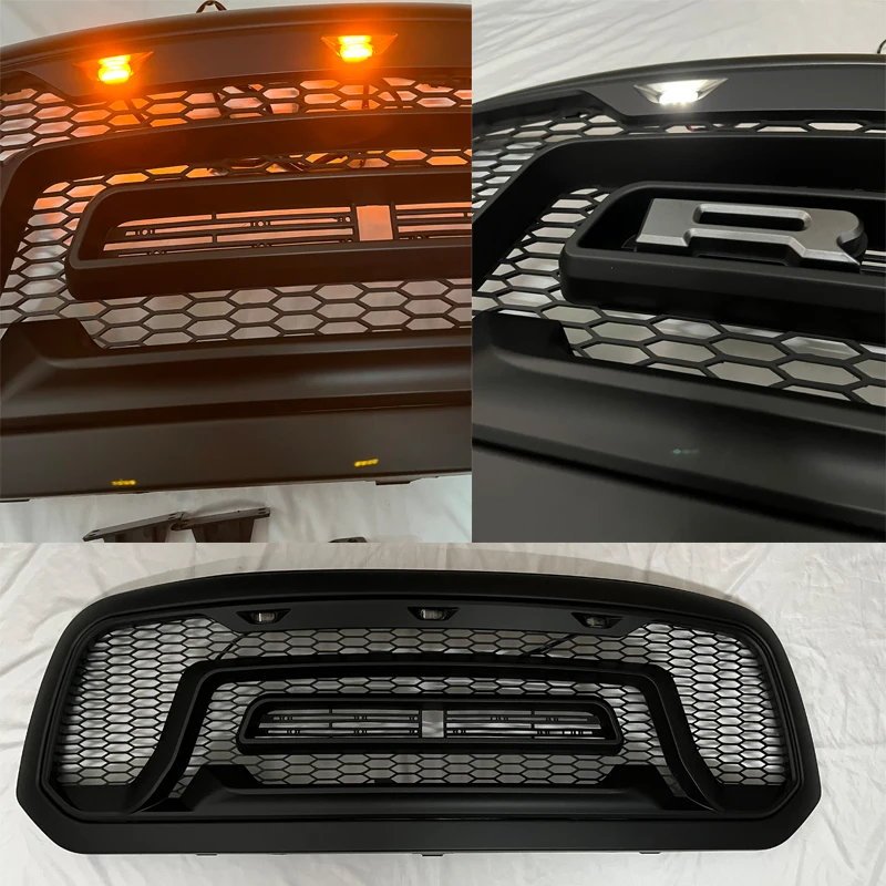 Raptor Style Front Mesh Grill For 2013 2014 2015 2016 2017 2018 Dodge Ram 1500 Grille ABS Bumper Grid Painted Matte Black images - 6