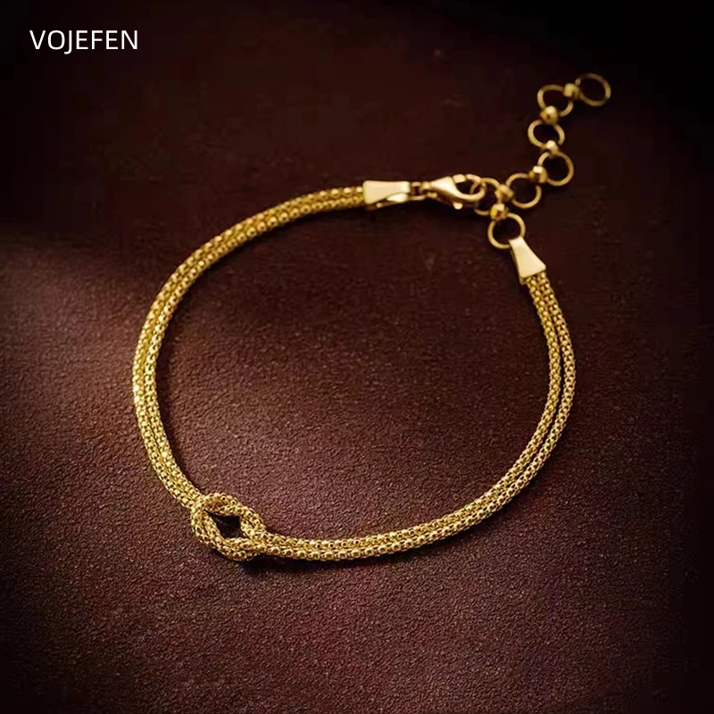 

VOJEFEN 18K Bracelets For Woman Luxury Italian AU750 Gold Rope Chains Links Diamond Cut Bracelet New Trendy Woman Jewelry 2023