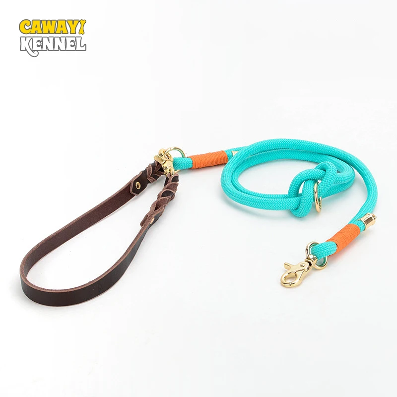

CAWAYI KENNEL Nylon Leather Dog Leashes P Chain Pet Dogs Ropes Solid Dog Training Leashes for Dogs Lead Rope Puppy Dog Supplies