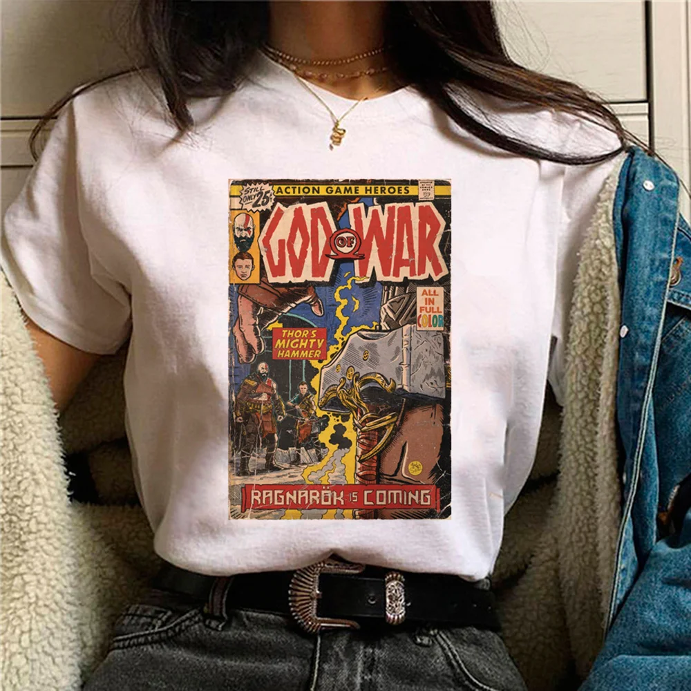 

God of War Ragnarok Comic Tee women summer Y2K Tee girl anime streetwear clothes