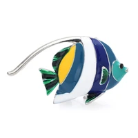 wulibaby enamel sea fish brooches for women men lovely swimming fish animal party casual brooch pins gifts