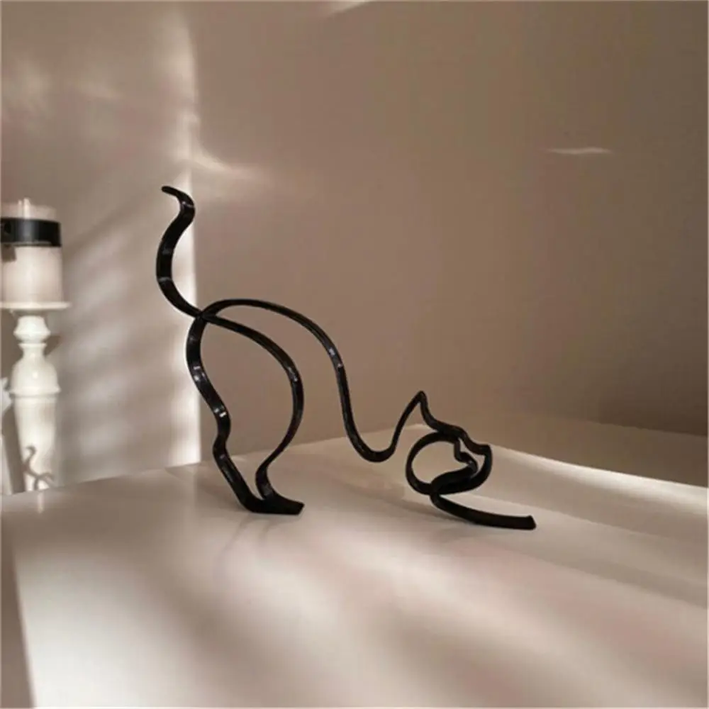 

Nordic Iron Dog Ornaments Retro Black Line Interesting Miniature Handmade Cute Figurines Birthday Gift For Home Desk Decoration