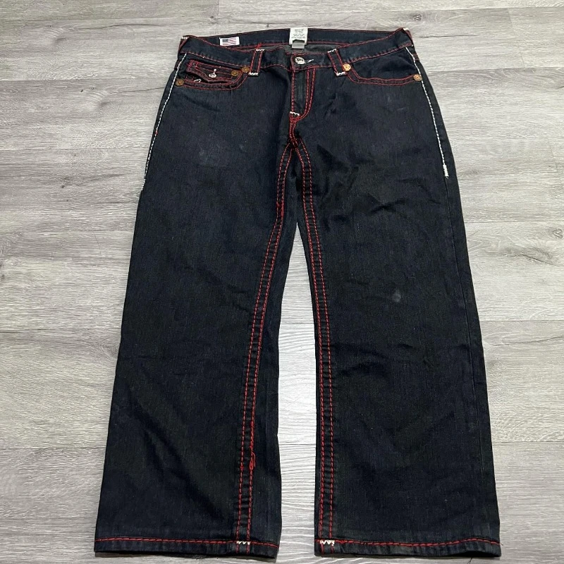 Джинсы мужские мешковатые однотонные с завышенной талией Модные Винтажные брюки