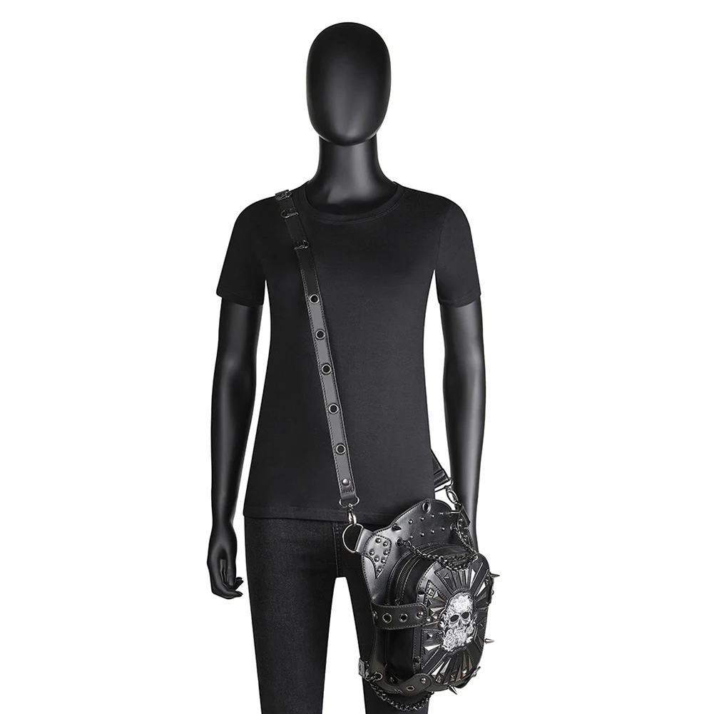 Сумка на плечо в стиле стимпанк сумочка бедро с заклепками ретро панк рок готика