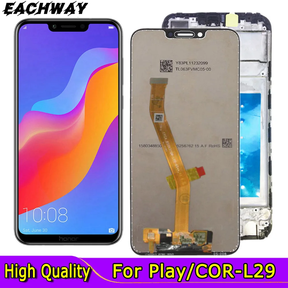 ЖК-дисплей с сенсорным экраном и дигитайзером в сборе для Huawei Honor Play, ЖК-дисплей с рамкой, запасные части