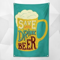 save water drink beer retro beer day wall hanging personalized party banner wall decor flag 4 brass grommet for bar cafe outdoor