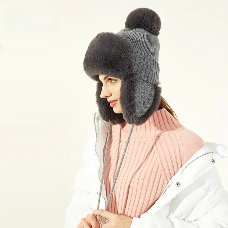 VEC флисовая модная шапка Lei Feng женская зимняя вязаная на флисовой подкладке