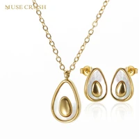 muse crush stainless steel jewelry set fruit pendant necklace avocado chain necklace cute fruit charm earrings for women girls