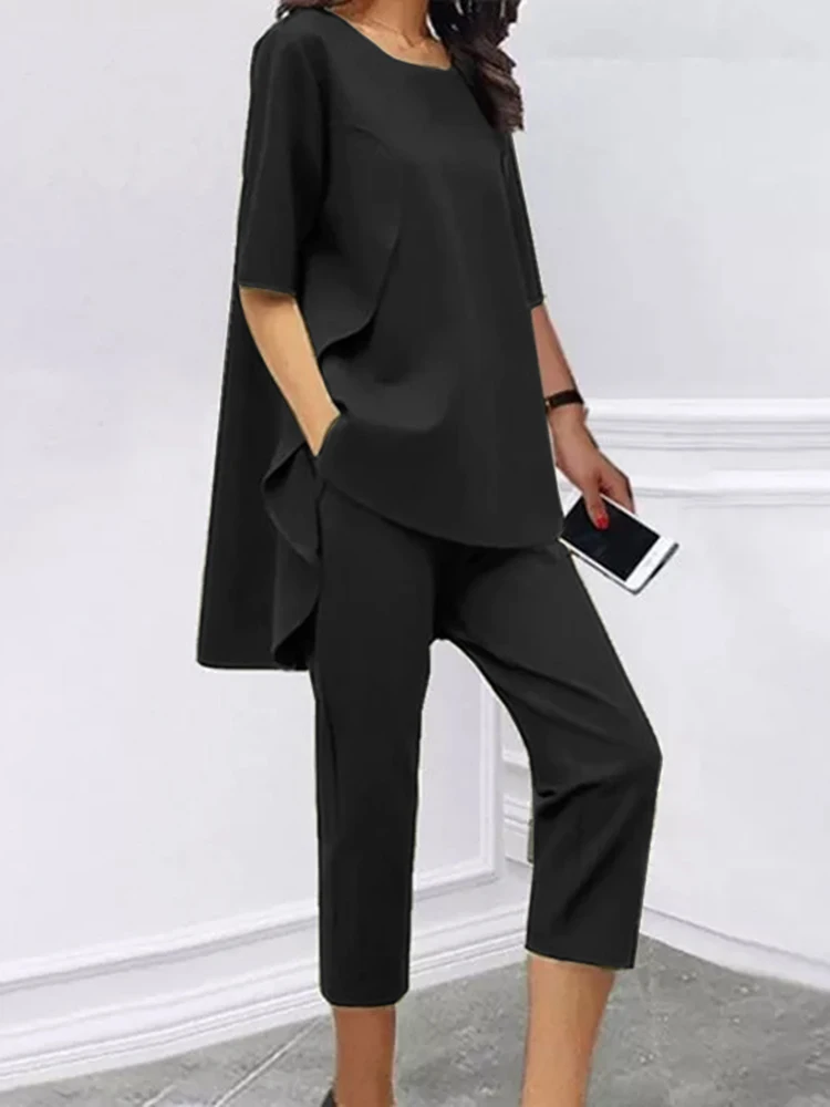 Женский костюм из двух предметов Celmia лето 2022 Модные Новые Топы с коротким рукавом