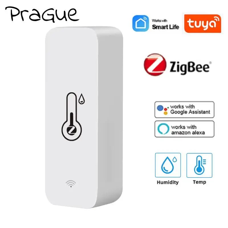 

Датчик температуры и влажности Tuya Zigbee, умный термометр-гигрометр для помещений, работает с Alexa и Google Hom