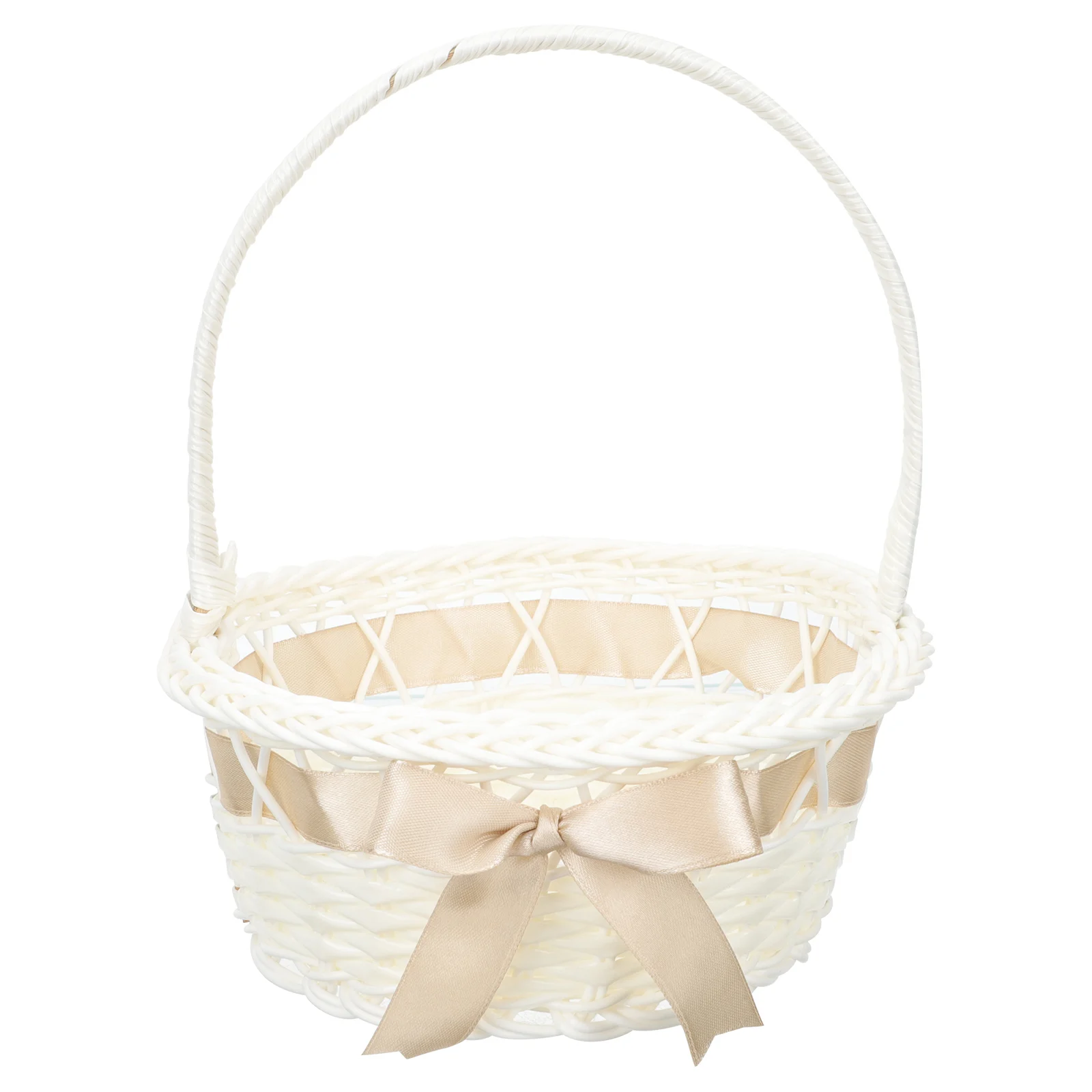 

Woven Flower Basket Handmade Wicker Rattan Wedding Girl Basket Bread Fruit Sundries Basket Picnic Organizer With Handle