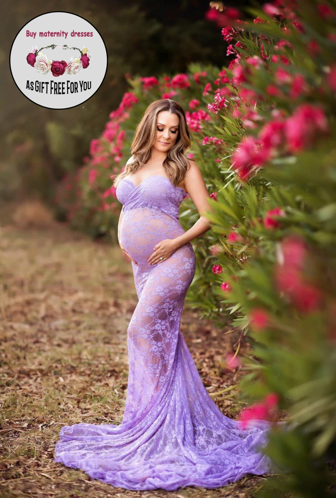 

Maternity Off Shoulder Spaghetti Lace Women's Gown Maxi Photography Dress