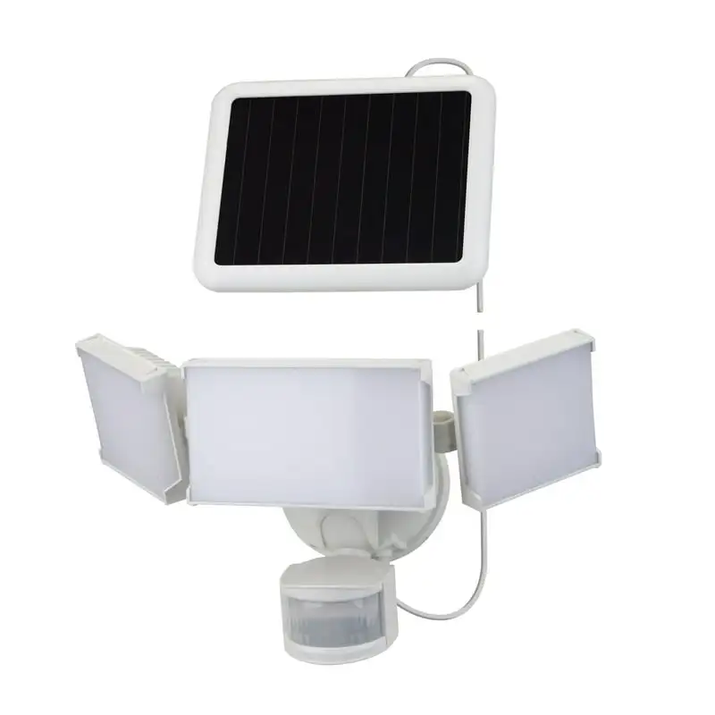 

3-Head LED Solar LED Outdoor 180-Degree Motion Activated Flood Light, 2000 Lumens Focos solares para exteriores potentes Solar