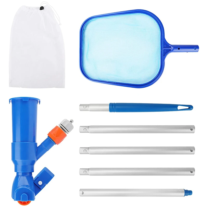 

Pool Vacuum Cleaner,2 In 1 Pool Cleaning Kit Portable Jet Vacuum Head Pool Maintenance Kit With 5 Pole Section & Skimmer